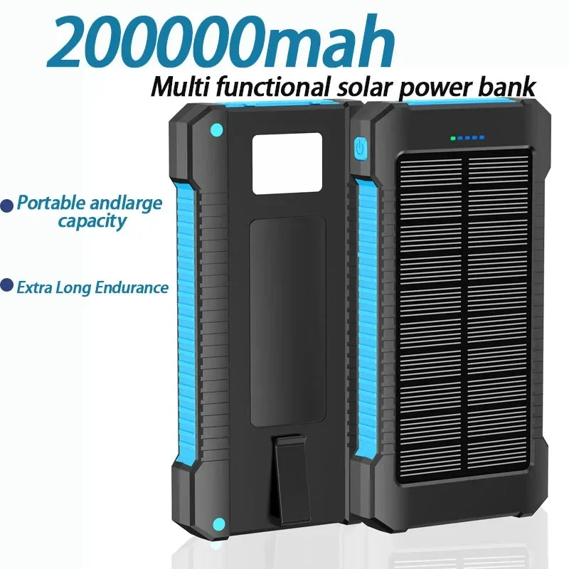 200000mah Solar Power Bank for Convenient and Fast Charging, USB Port Charger, Suitable for Xiaomi LED Lights